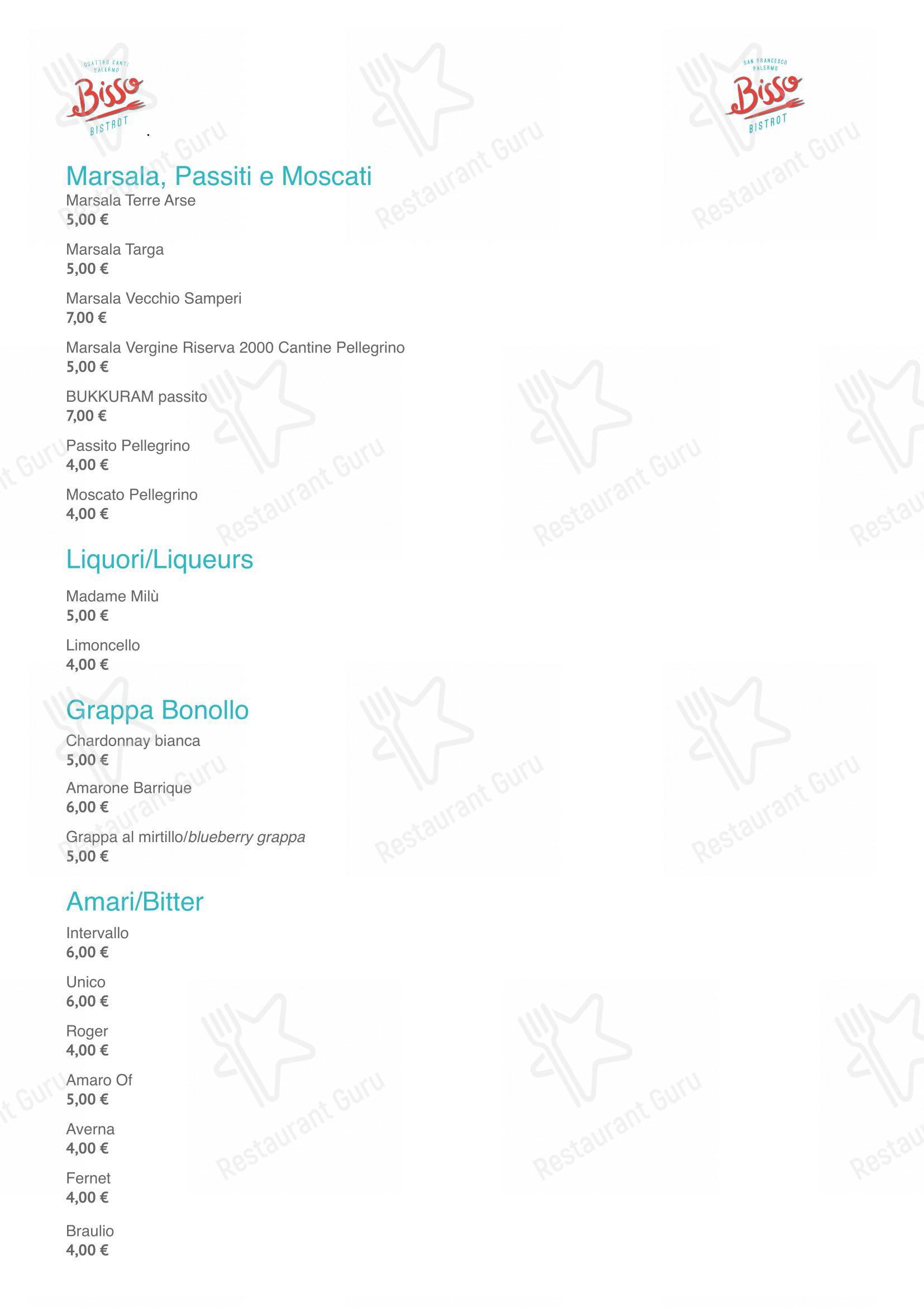 Menu di Bisso Bistrot Quattro Canti - Menu