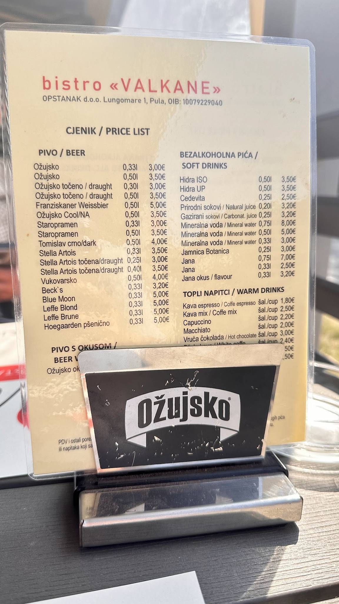 Menu di Bistro Valkane 