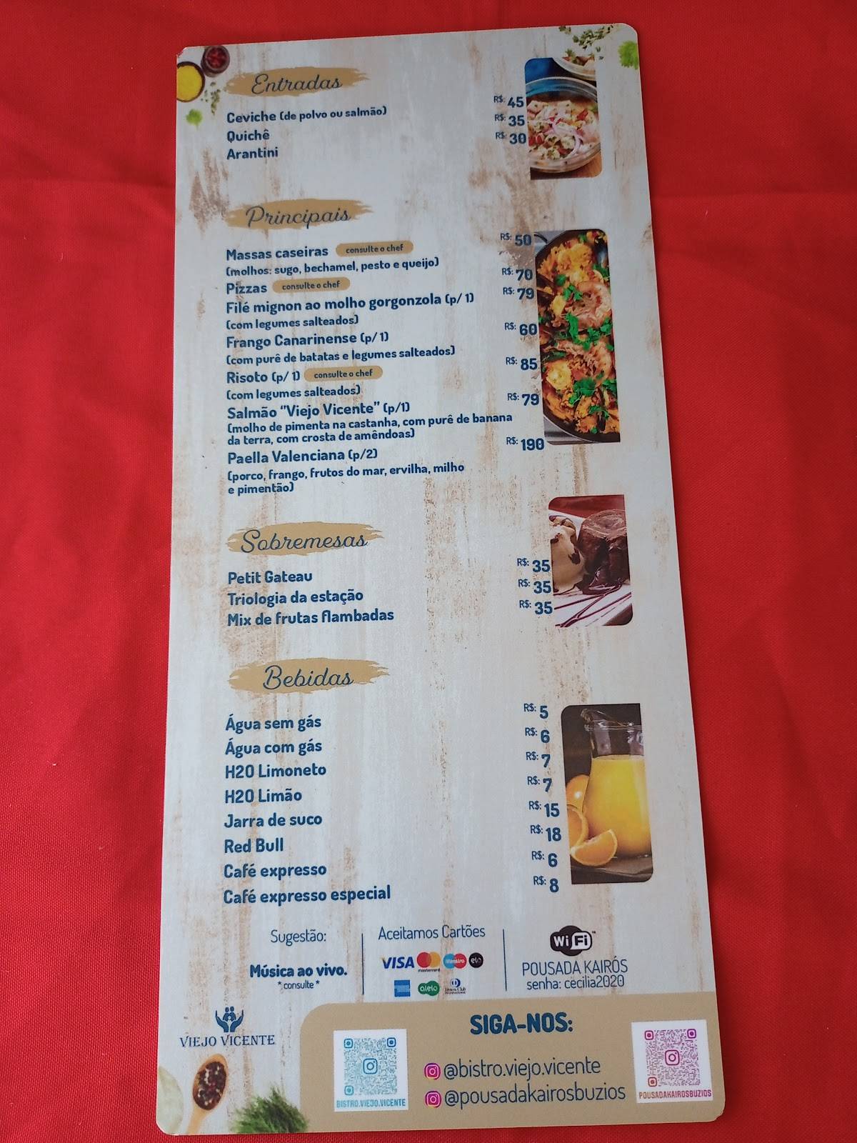 Bistrô kairós cardápio