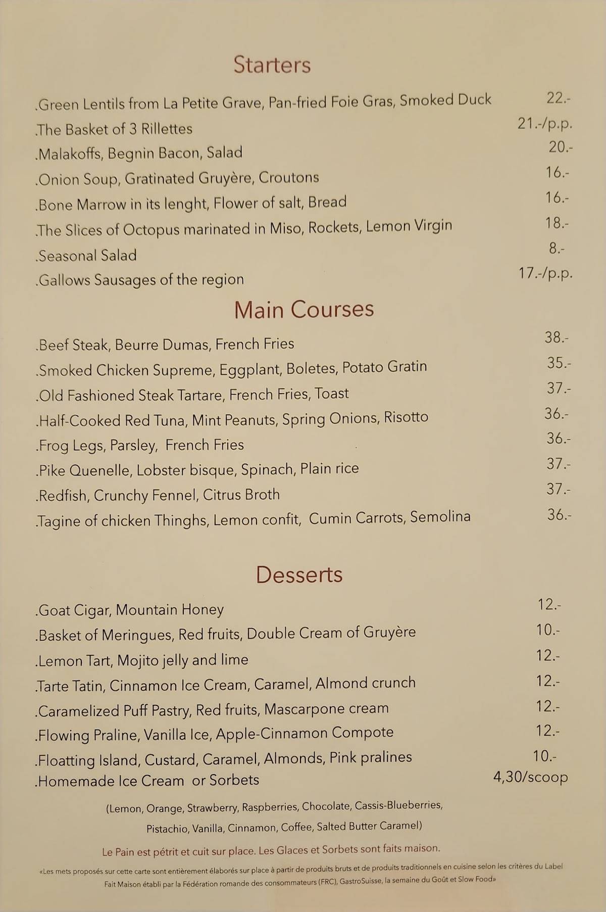 Menu di Bistrot Dumas 