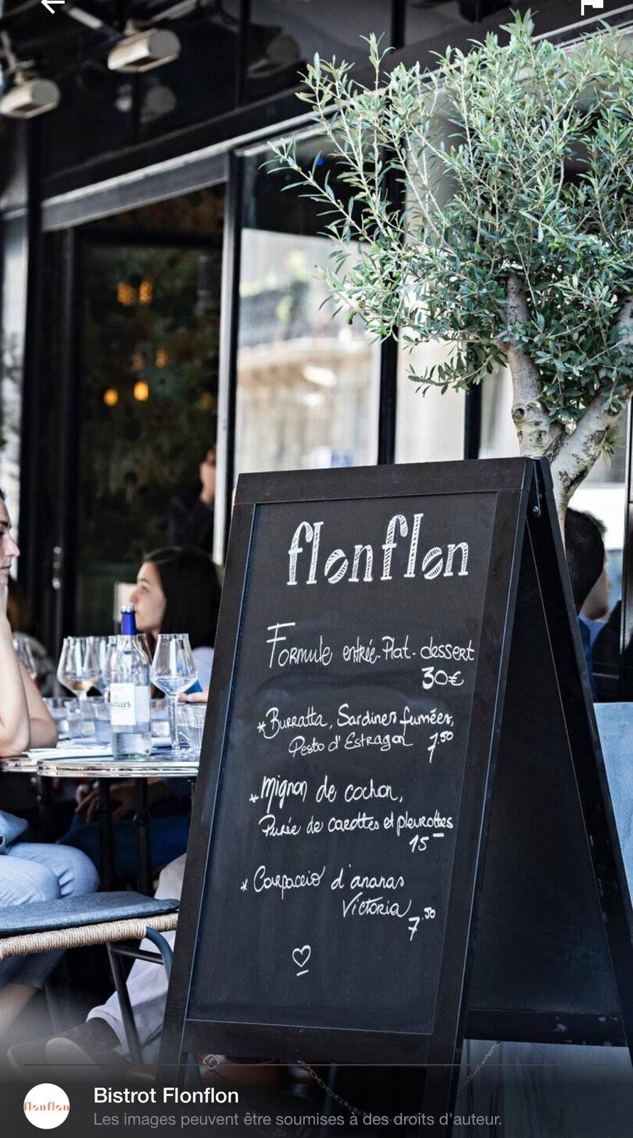 Menu de Bistrot Flonflon