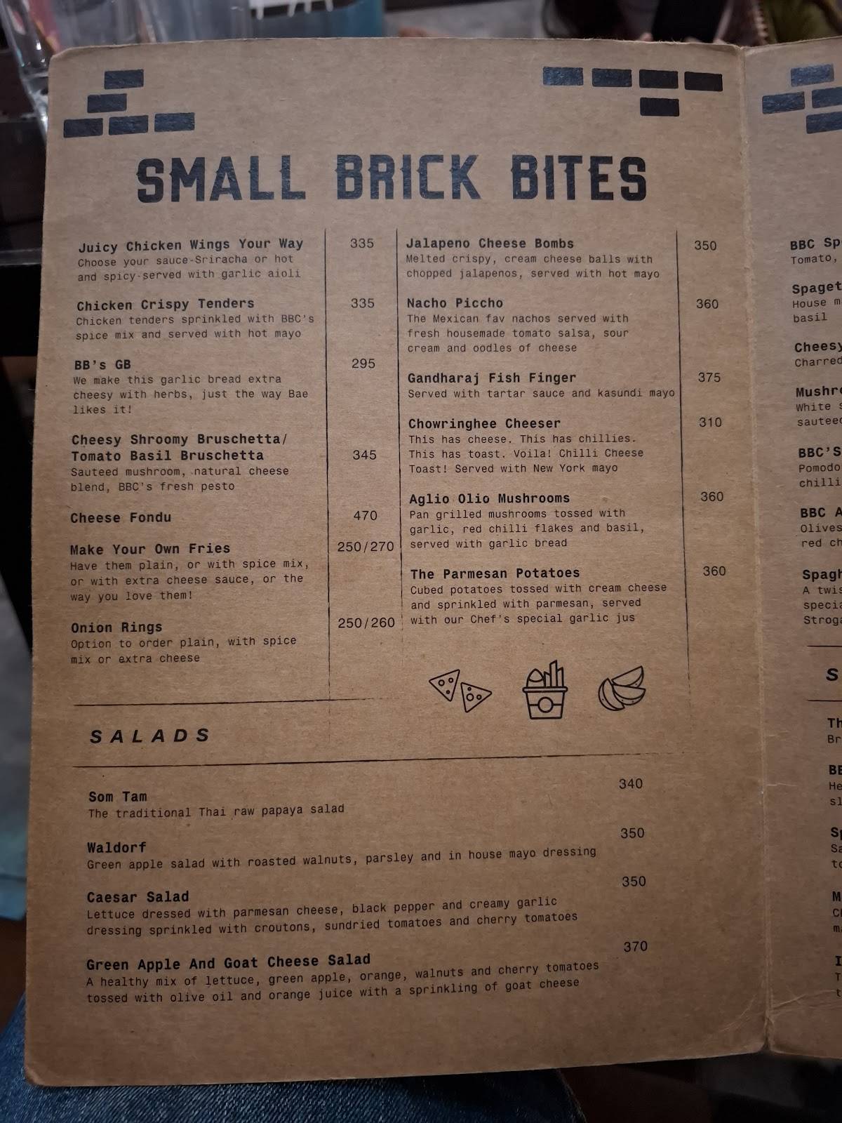 Black Brick Cafe menu