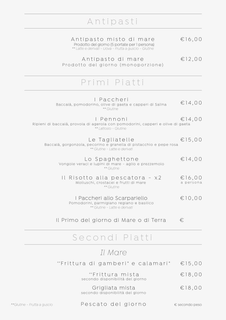 Menu di Boccalà - Brigata di Mare 