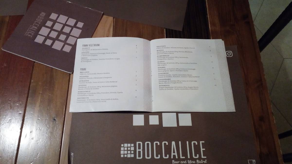 Menu di Boccalice 