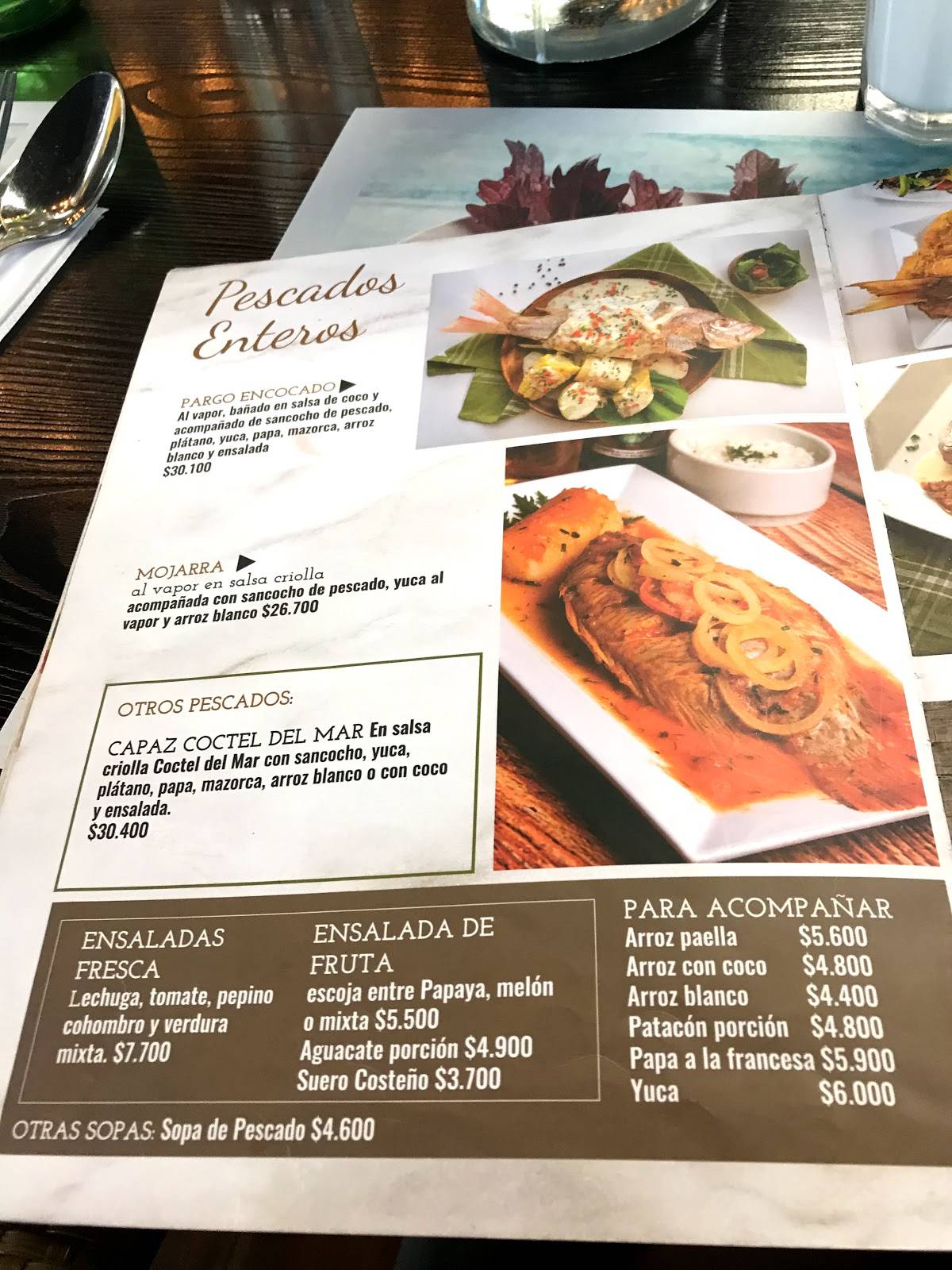 Carta del restaurante Coctel del Mar, Bogotá, Av. Cra 19 12326