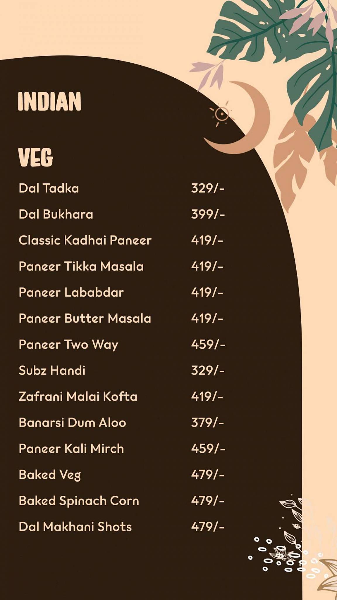 Boho menu