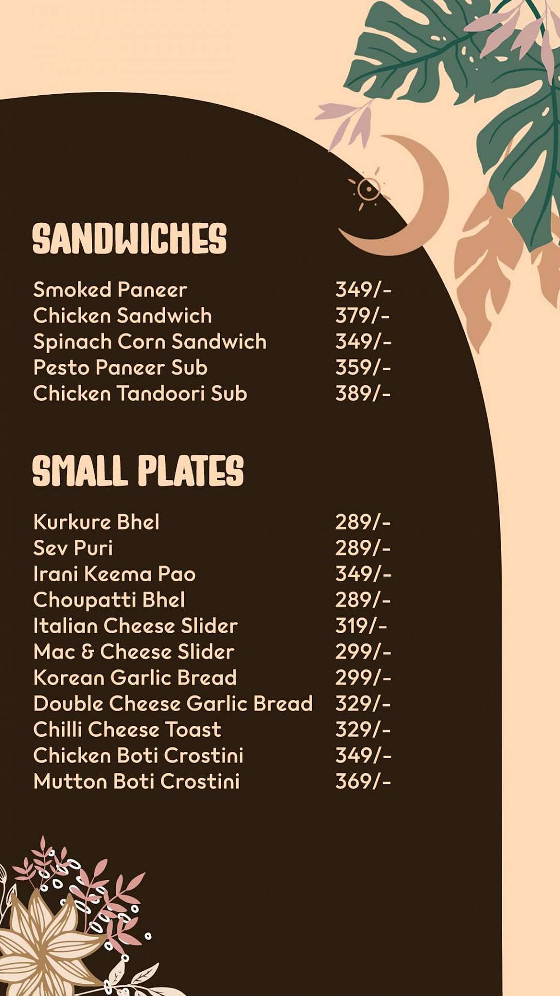 Boho menu