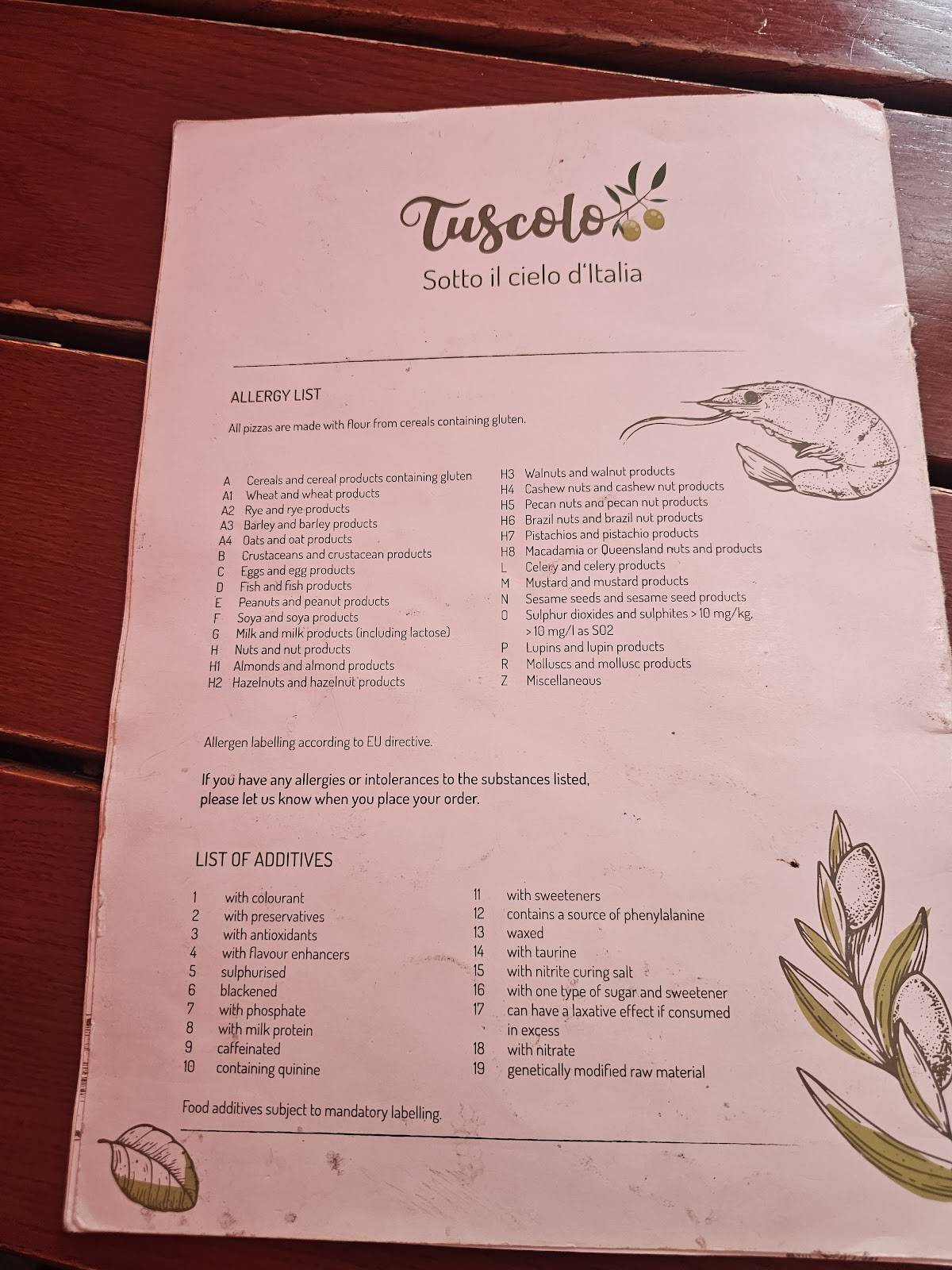 Menu de Tuscolo Munster view