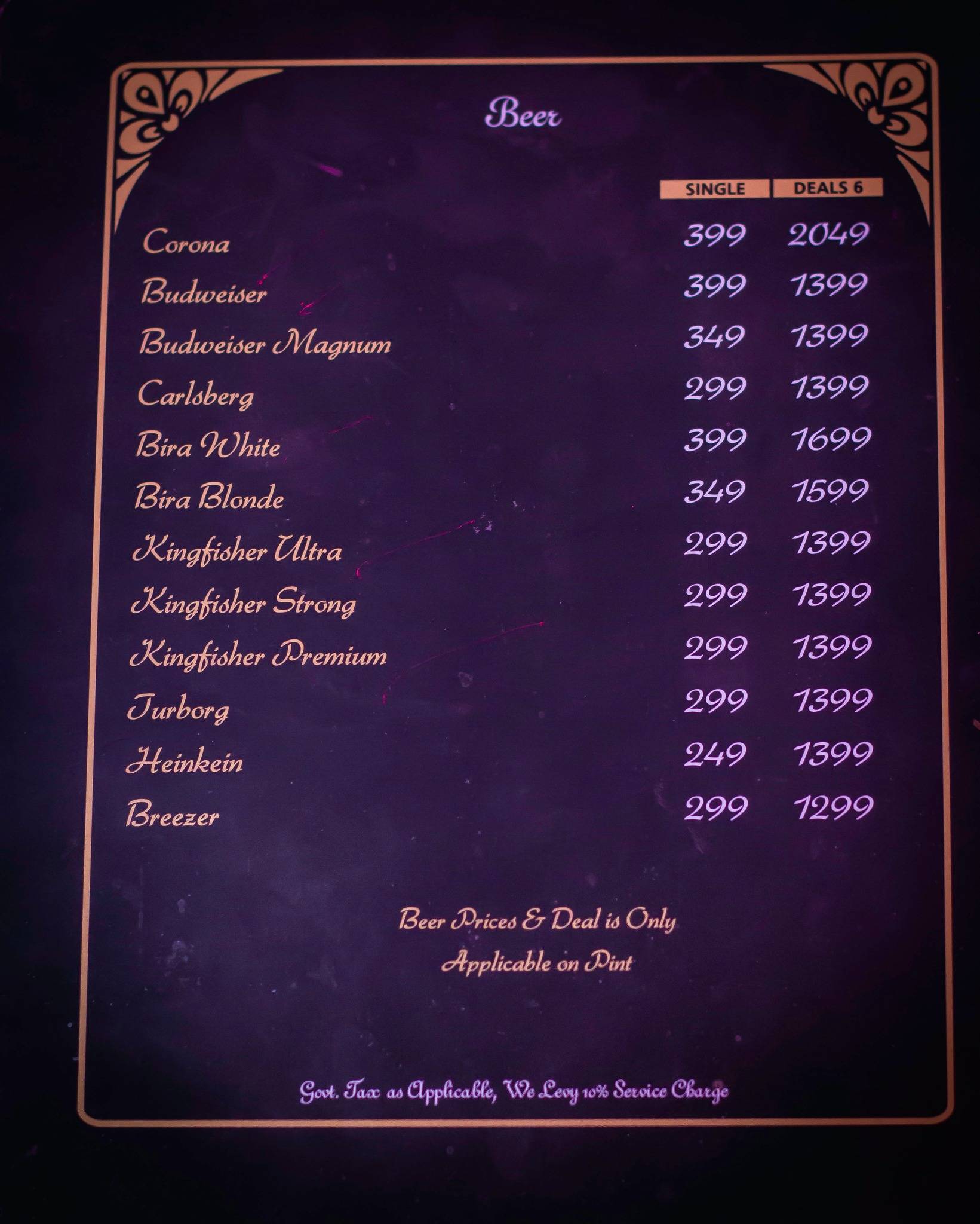 Boogie Woogie Cafe & Bar menu