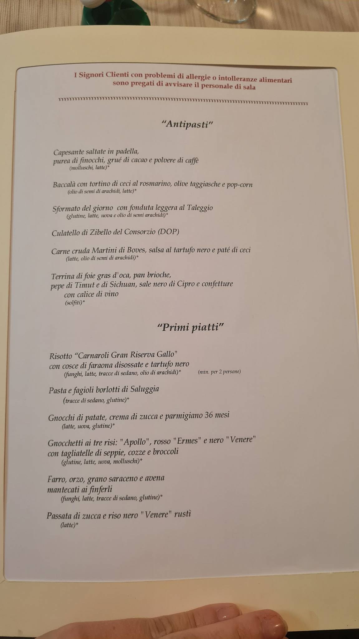 Menu di Osteria Cascina dei Fiori 