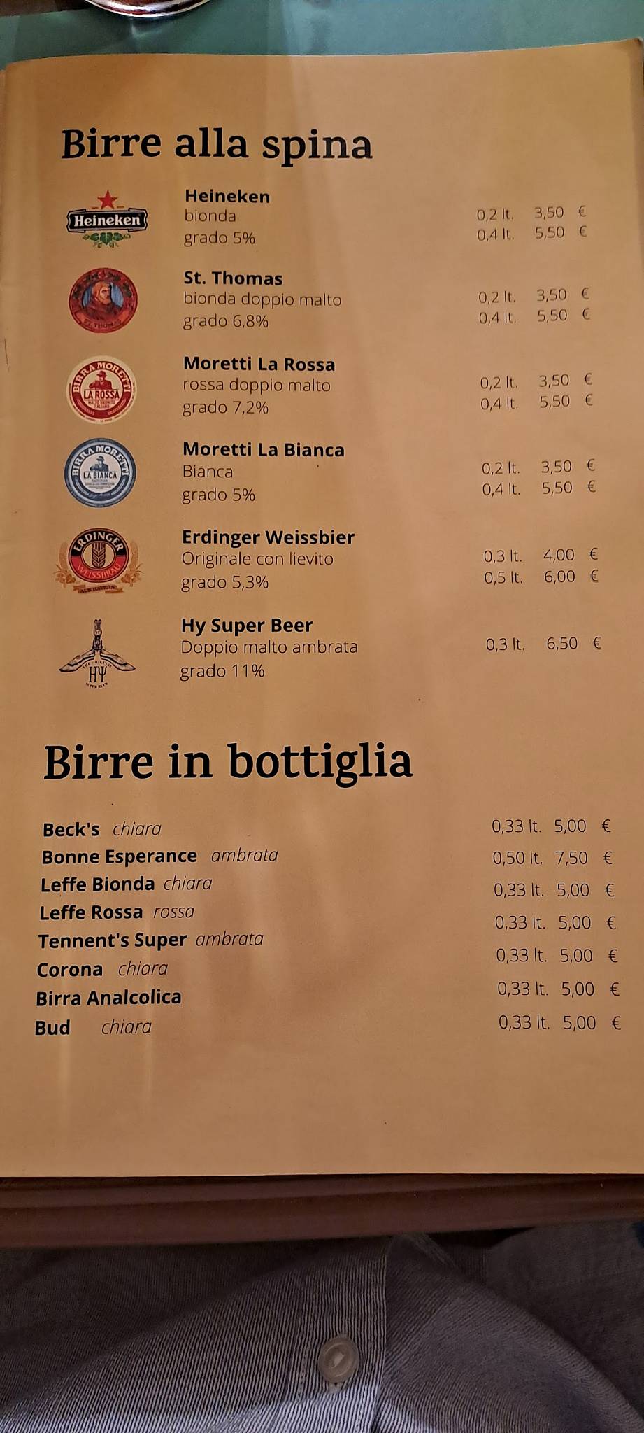 Menu di Al Pioniere 