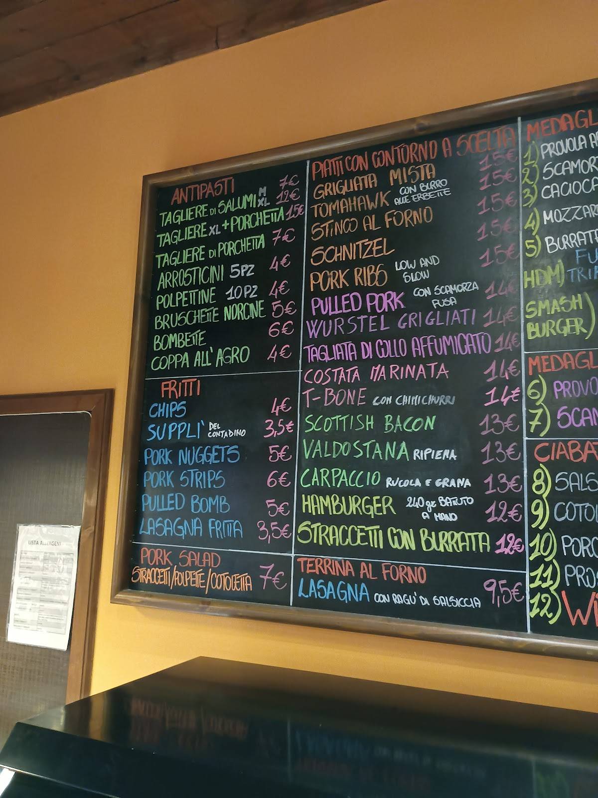Menu di Bottega Roccia 