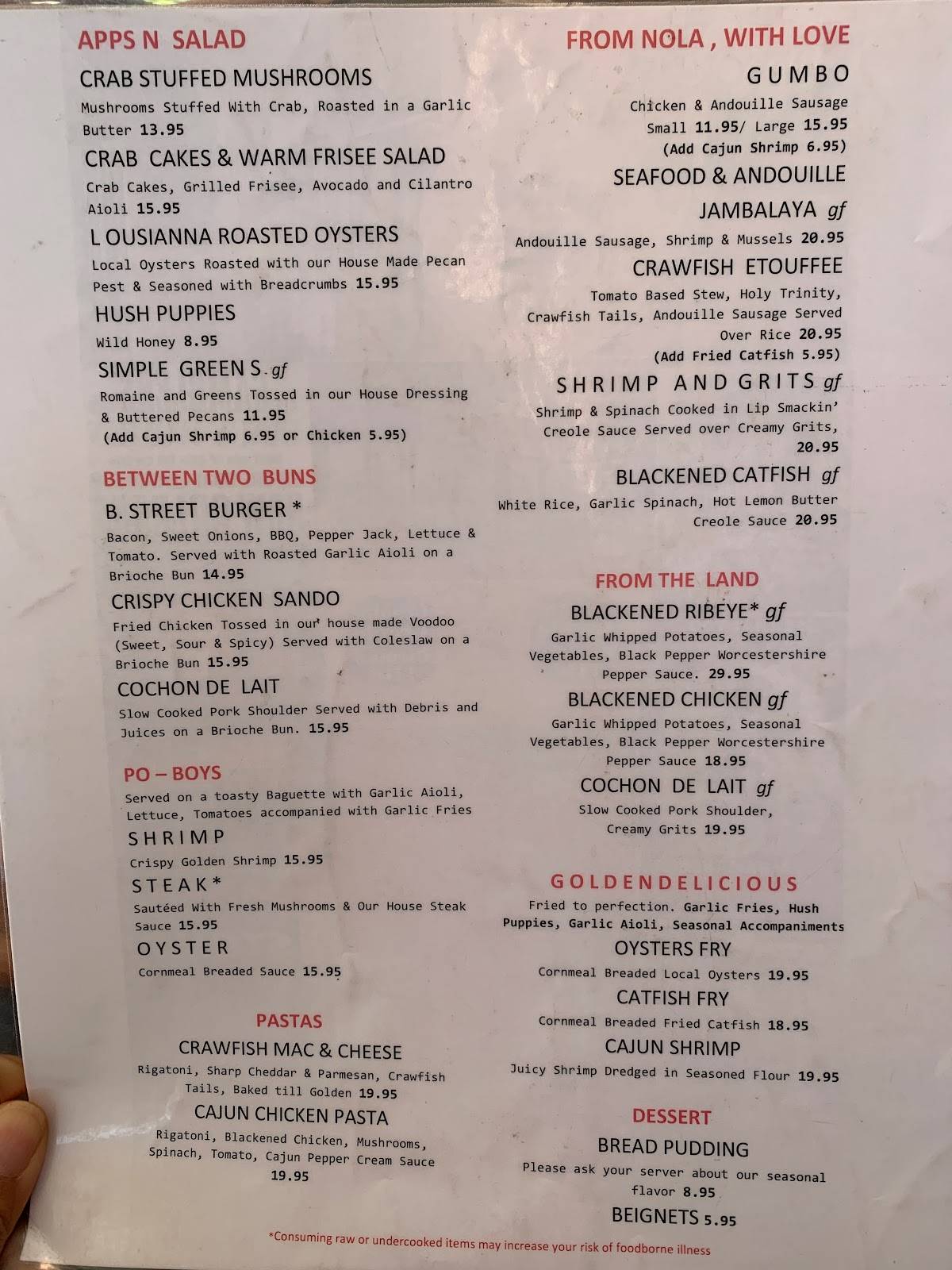 Menu at Bourbon Street Bar and Grill, Puyallup