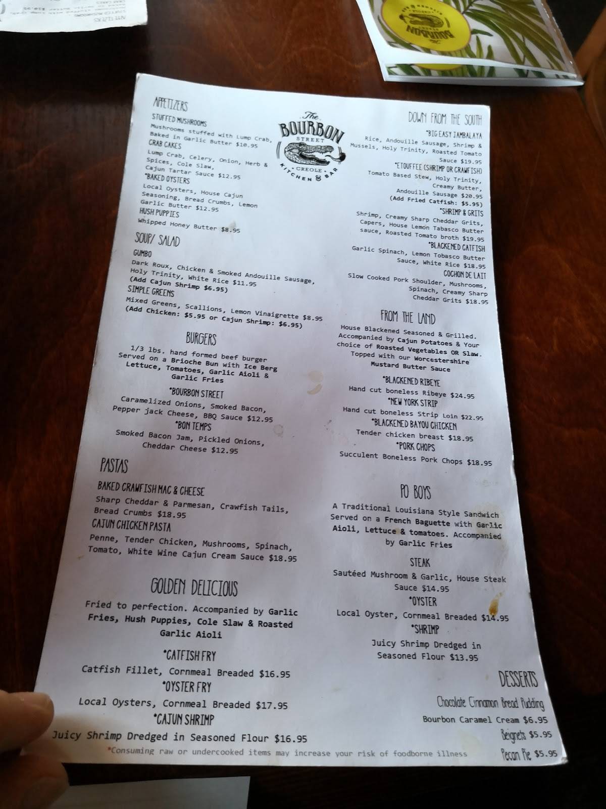 Menu at Bourbon Street Bar and Grill, Puyallup