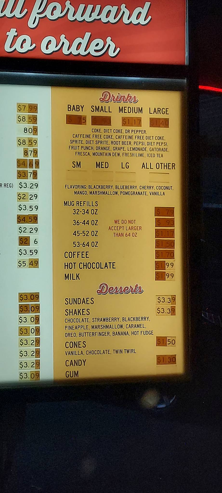 Menu at Brad's Food Hut restaurant, Cedar City