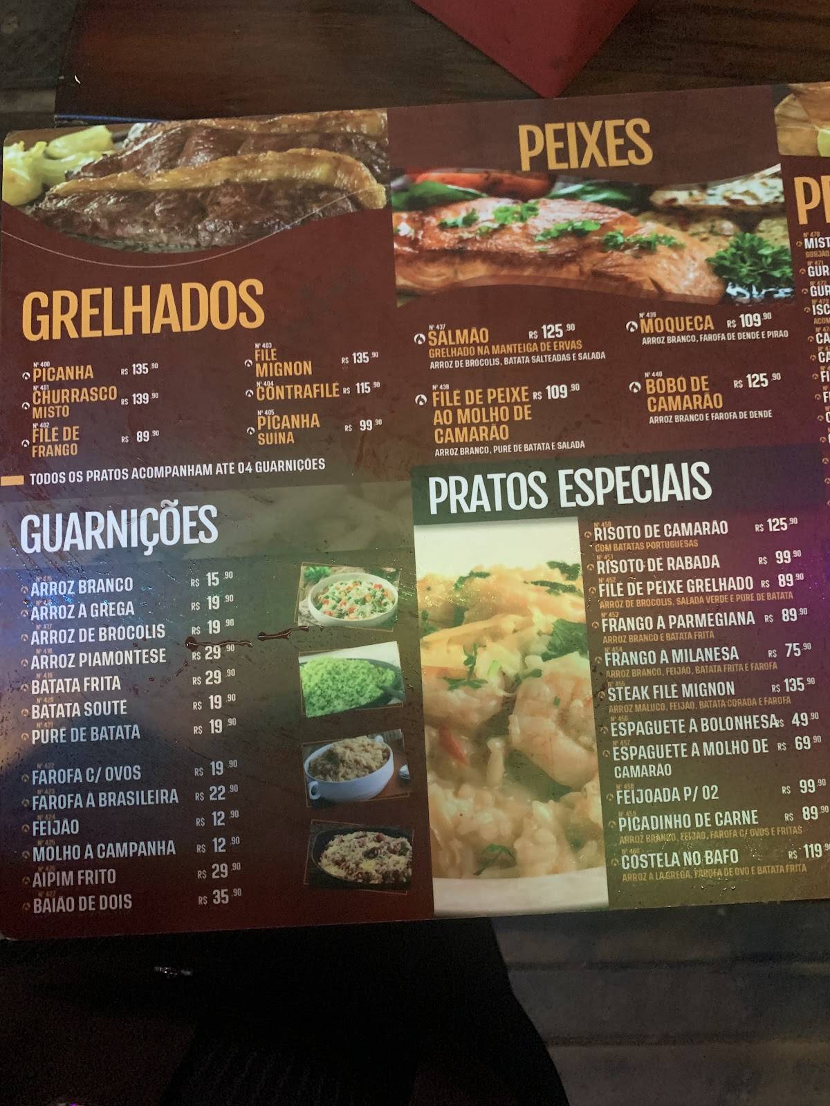 Braseiro gourmet cardápio