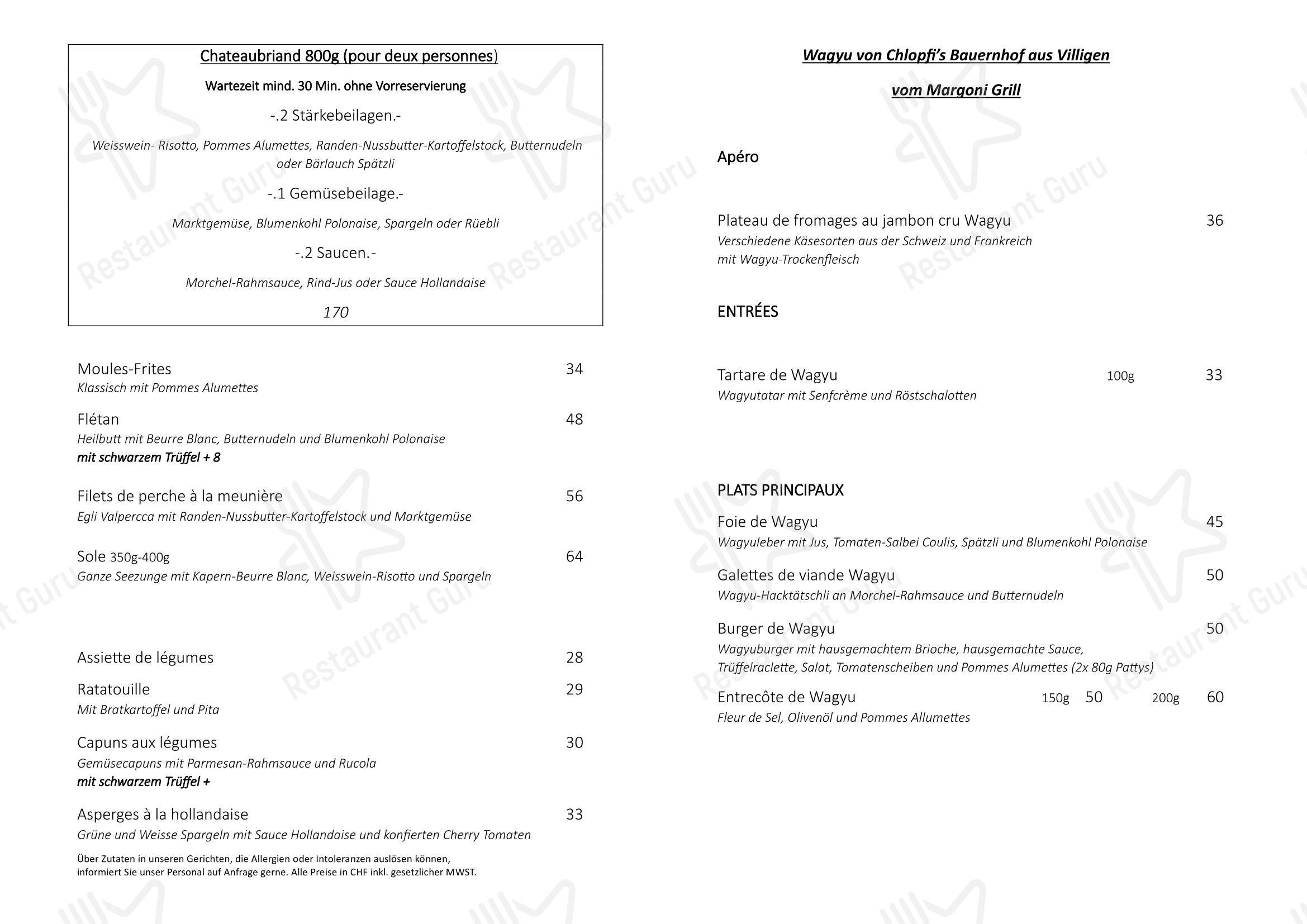 Menu di Brasserie Brugg - Menu bar