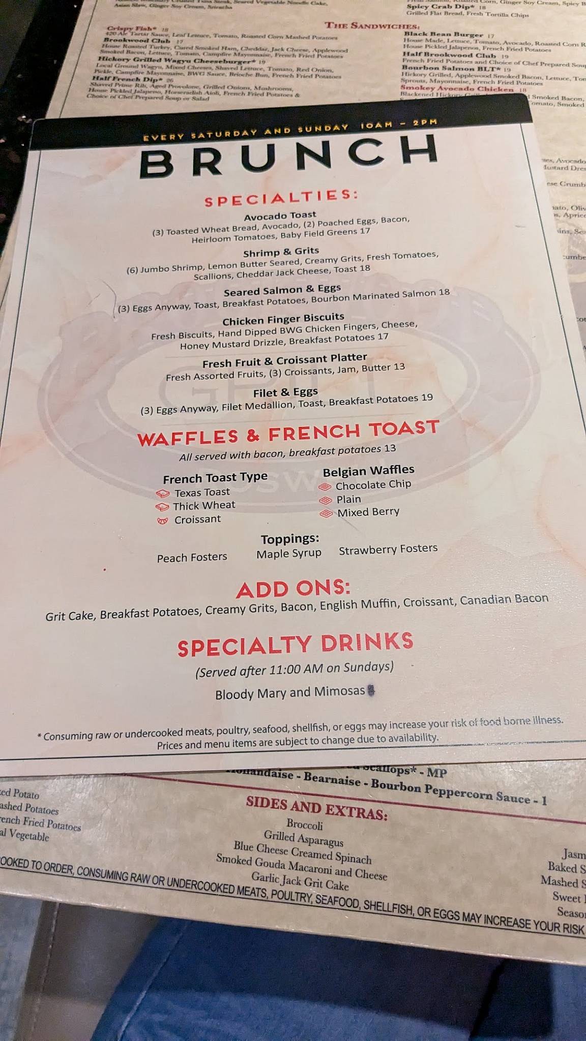 Menu at Brookwood Grill pub & bar, Roswell