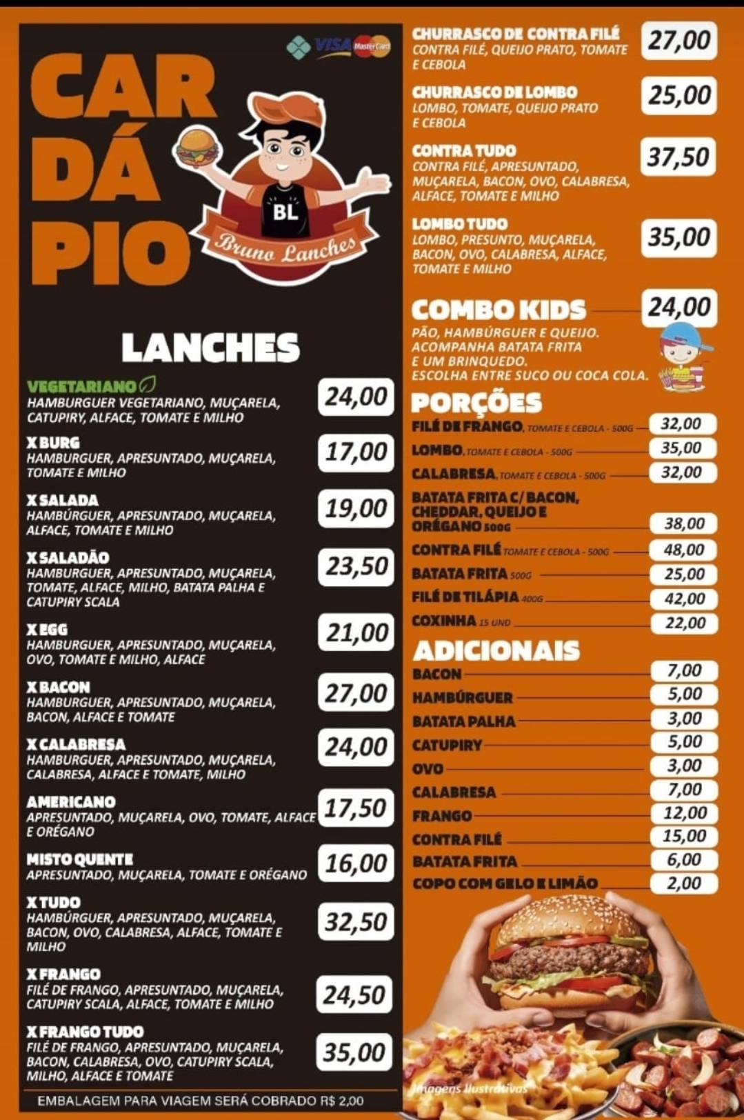 Bruno Lanches cardápio