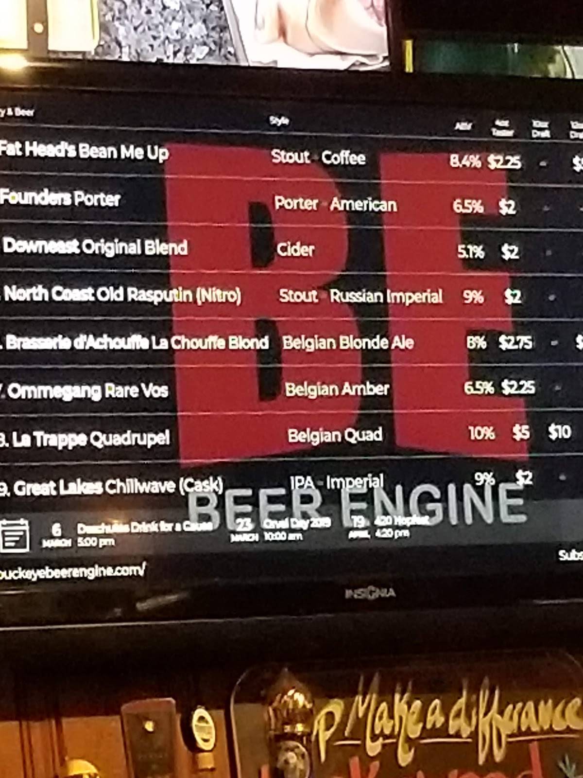 Menu at Buckeye Beer Engine pub & bar, Lakewood