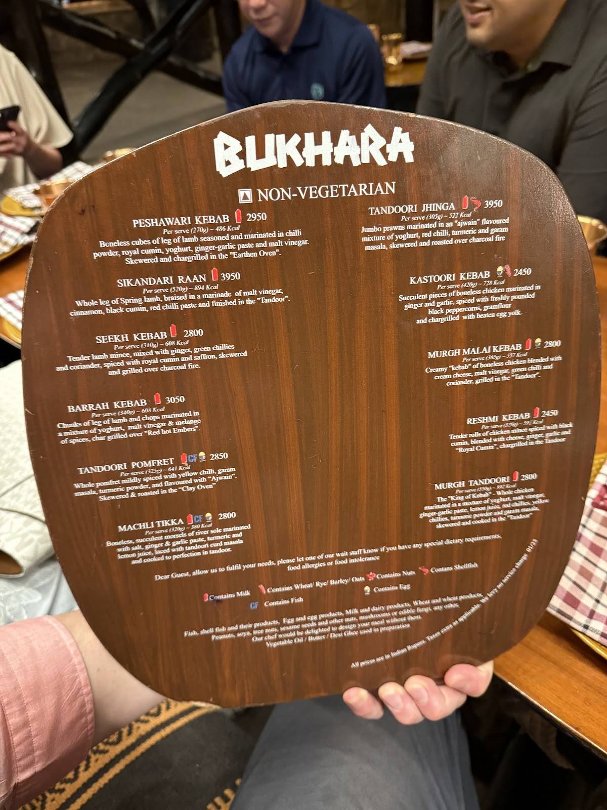 Bukhara menu