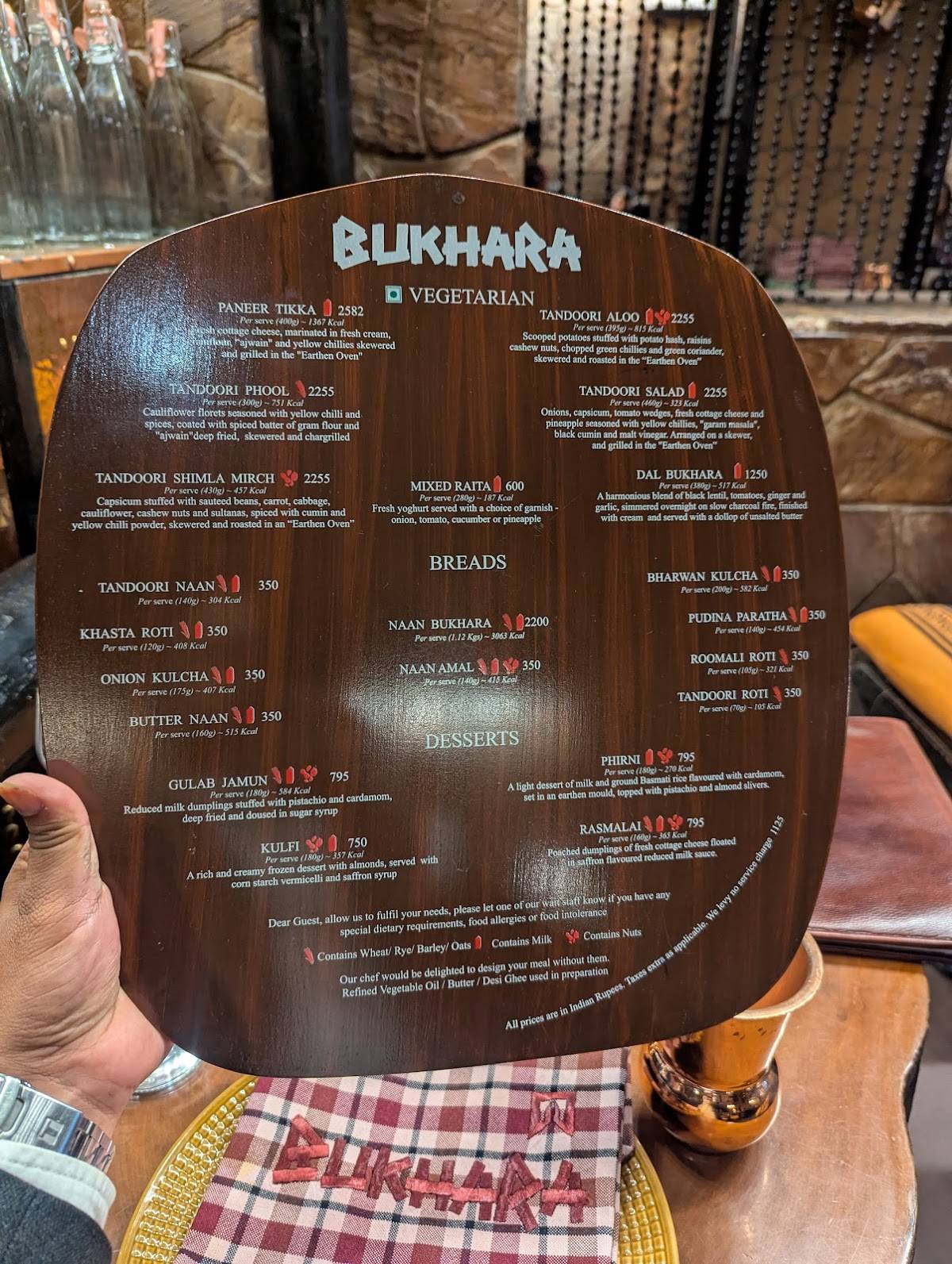 Bukhara menu