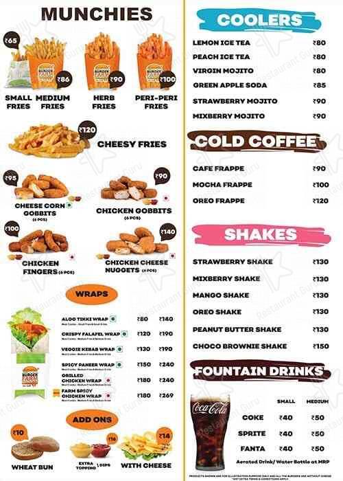 Burger Farm menu