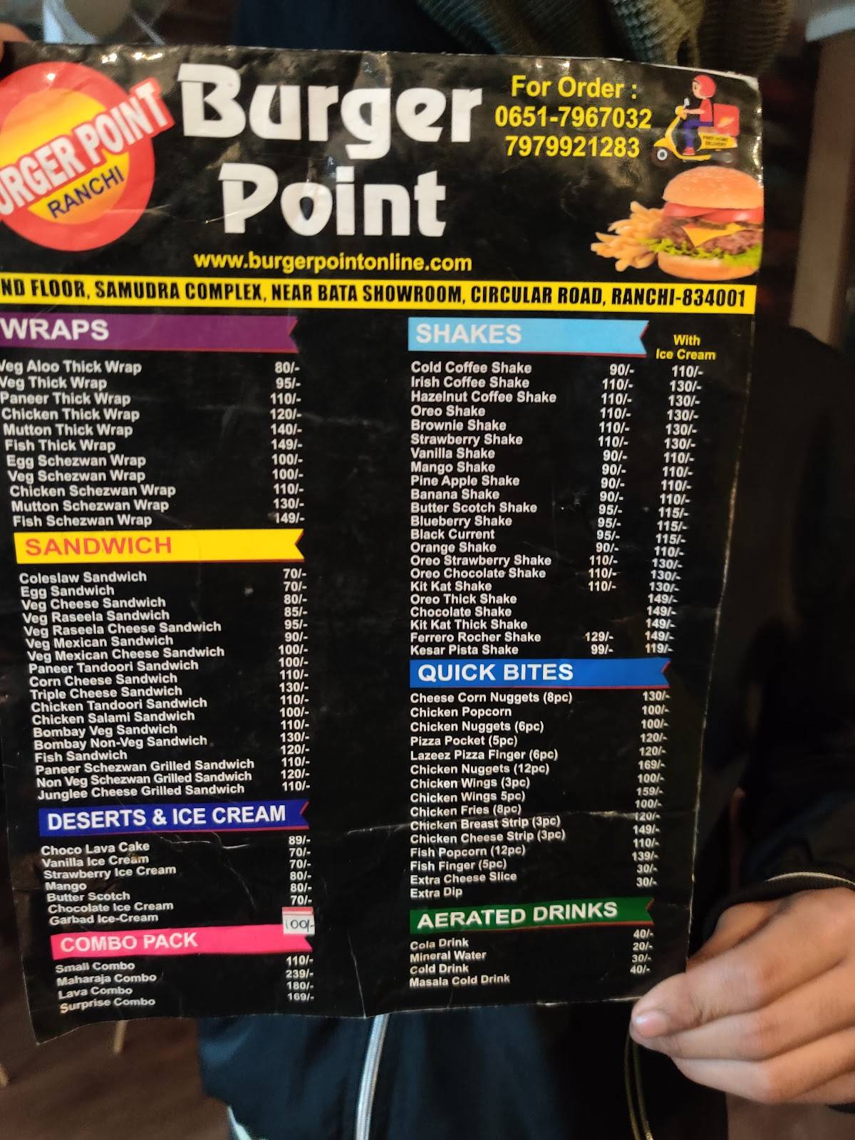Burger Point menu