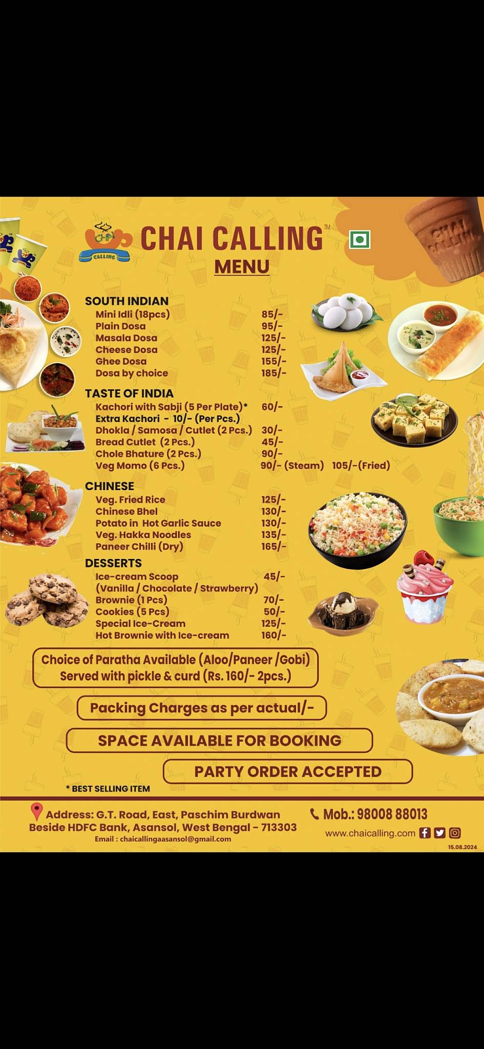 CHAI CALLING (ASANSOL) BAGARIA FOOD CAFE menu