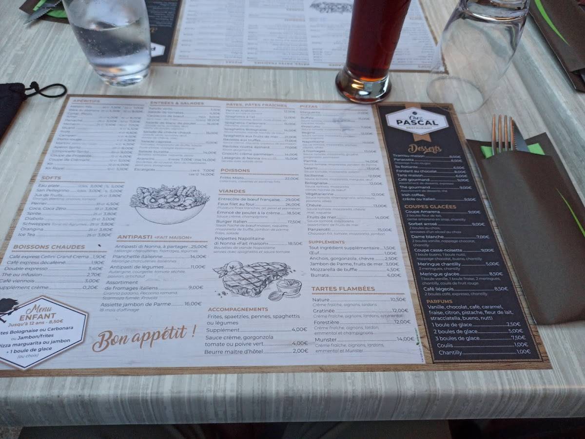 Menu de CHEZ PASCAL