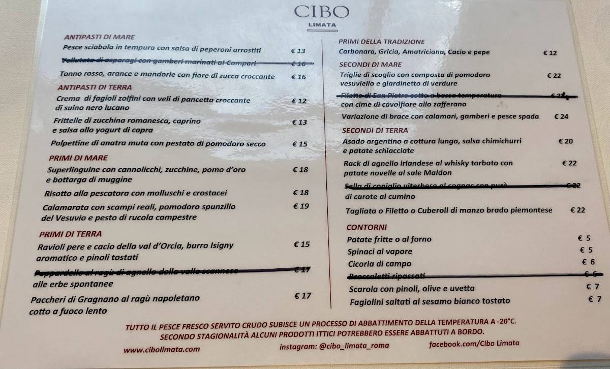 Menu di CIBO Limata 