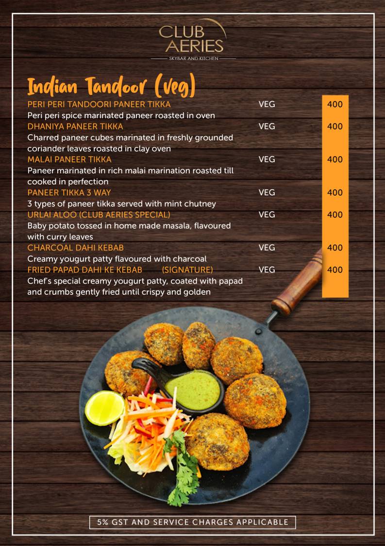 CLUB AERIES - SKYBAR & KITCHEN menu