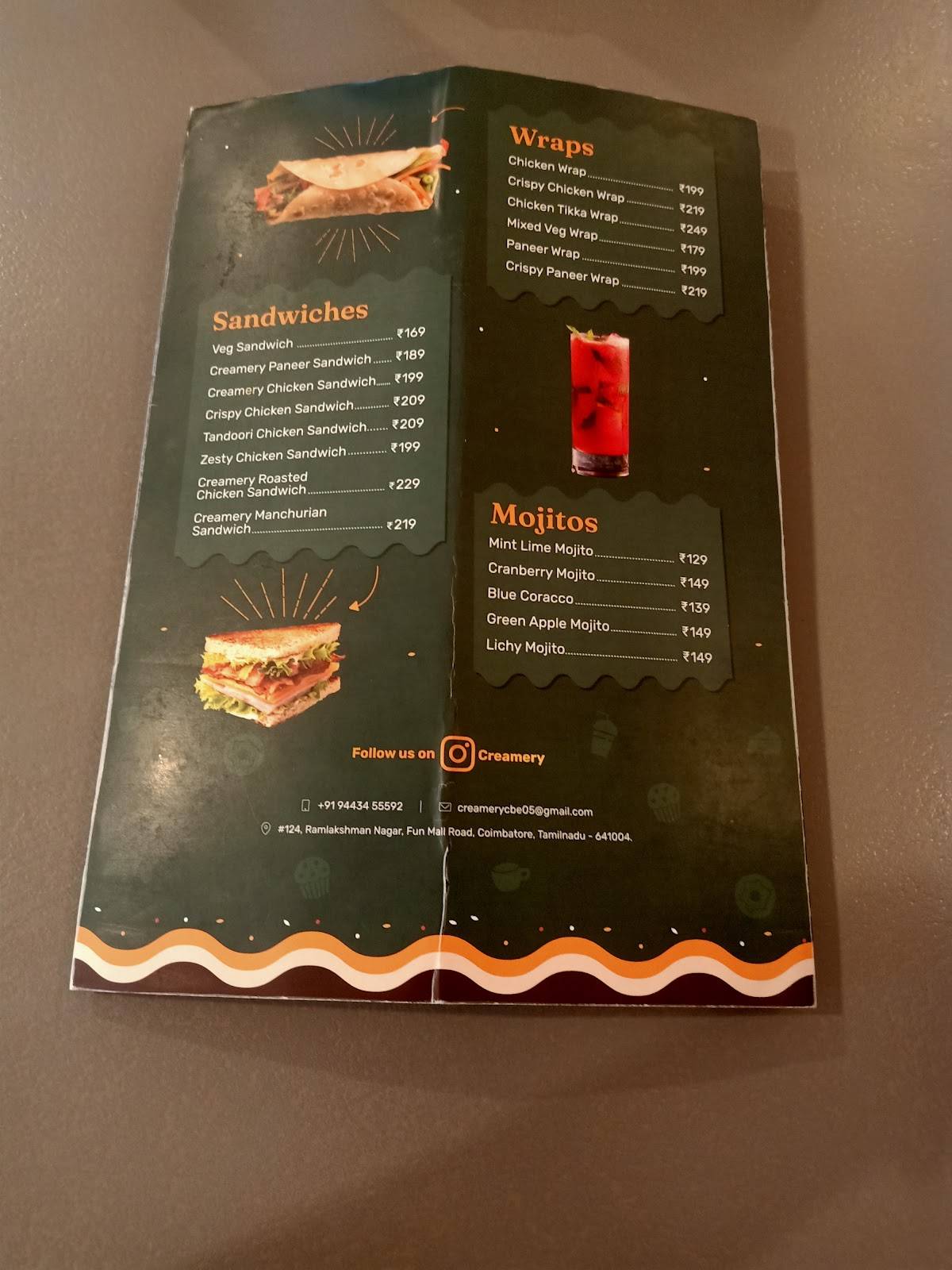 CREAMERY menu