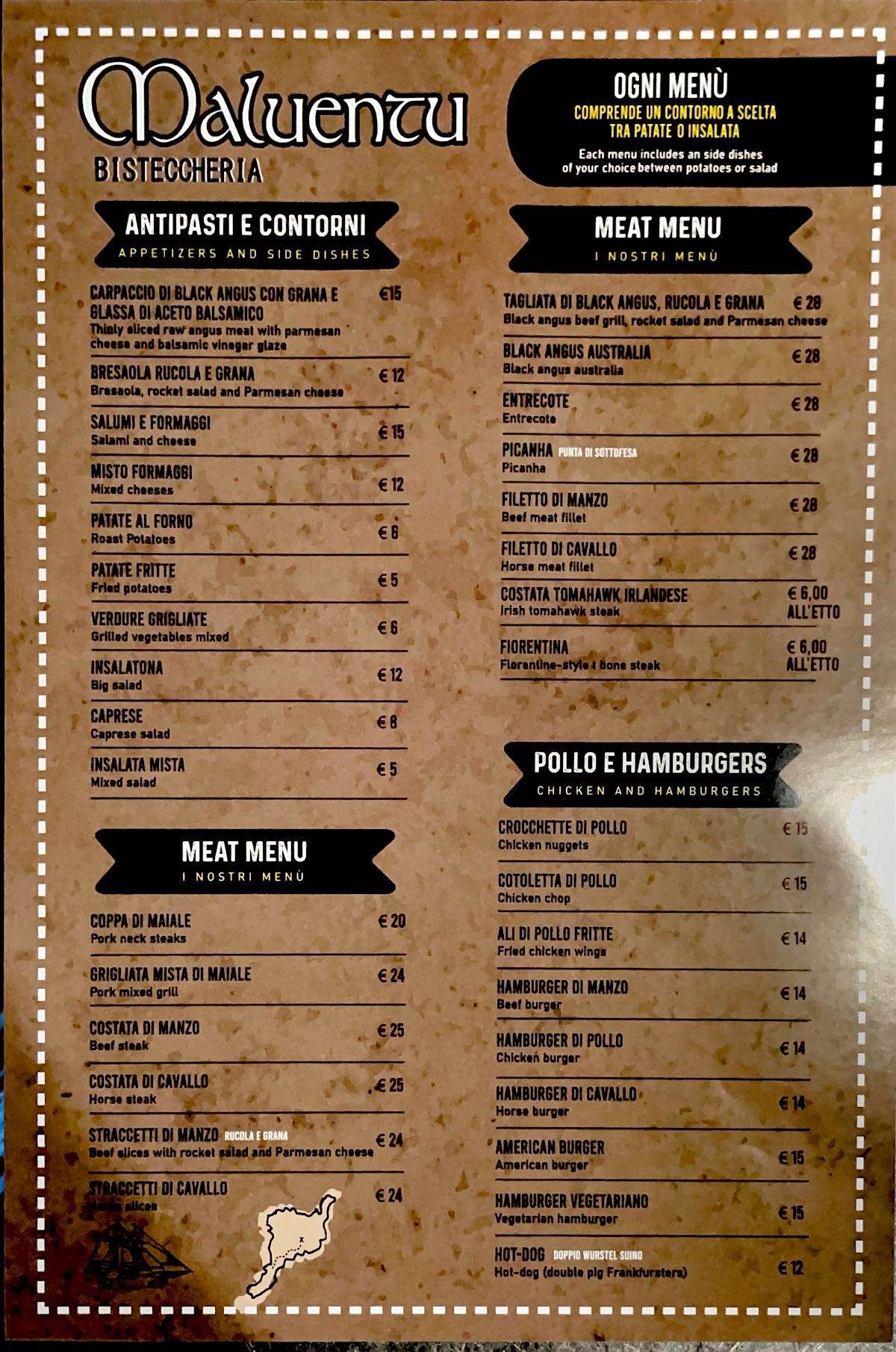 Menu di Maluentu Bisteccheria 