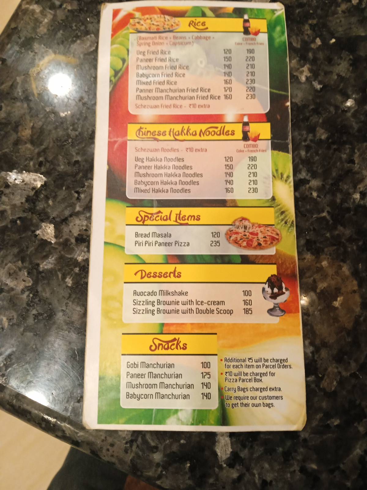 Cafe 7 Bees menu