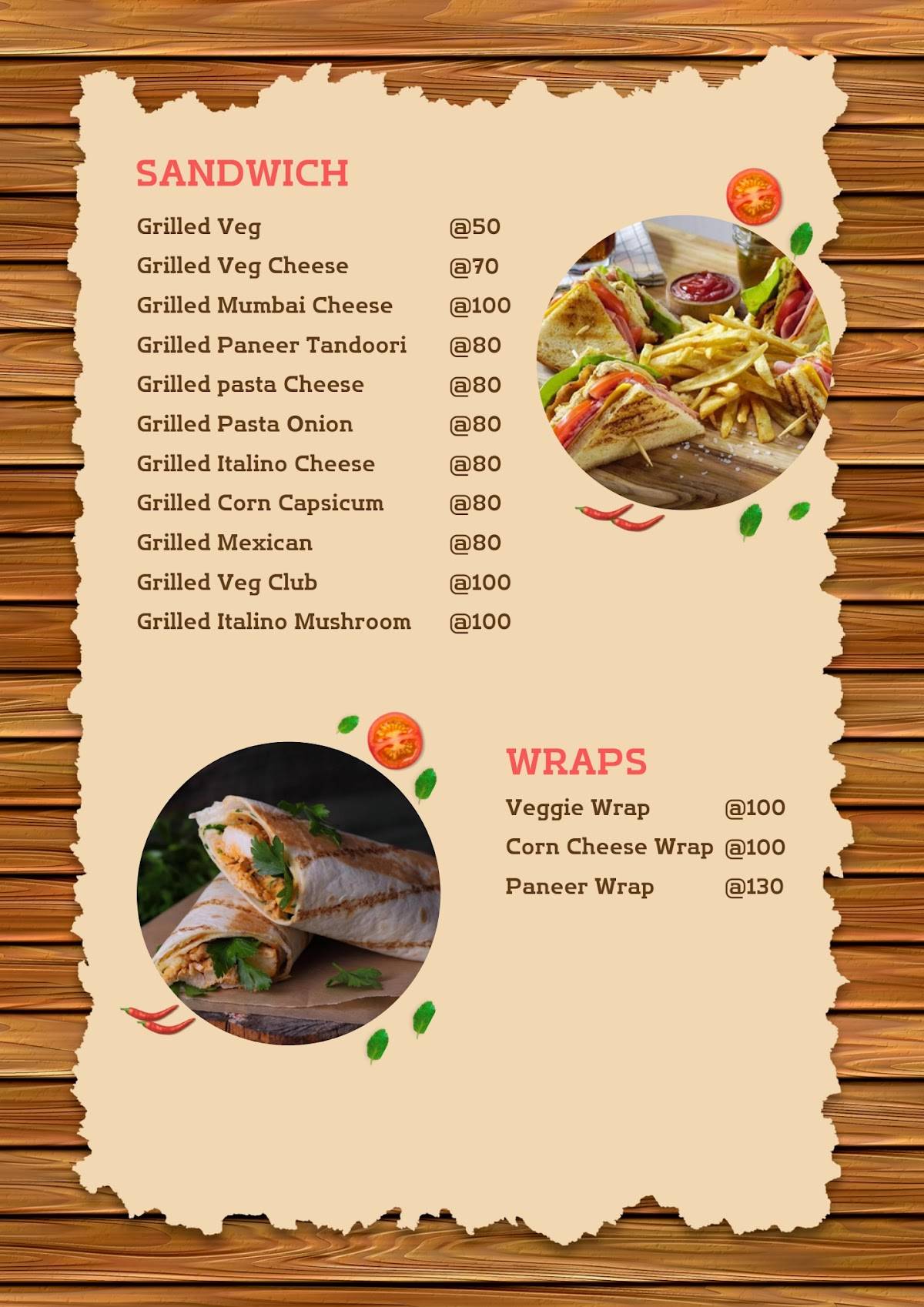 Amazing cafe menu