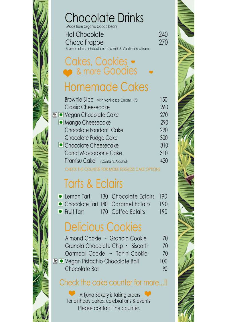 Artjuna Cafe - Anjuna menu