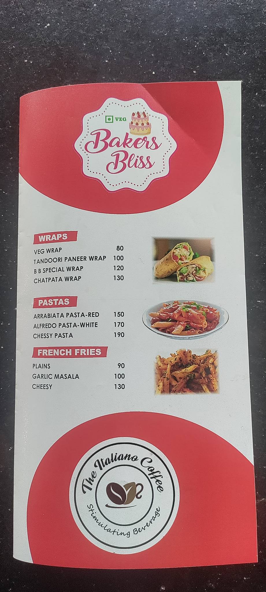 BAKERS BLISS CAFE #Venice Outlet menu