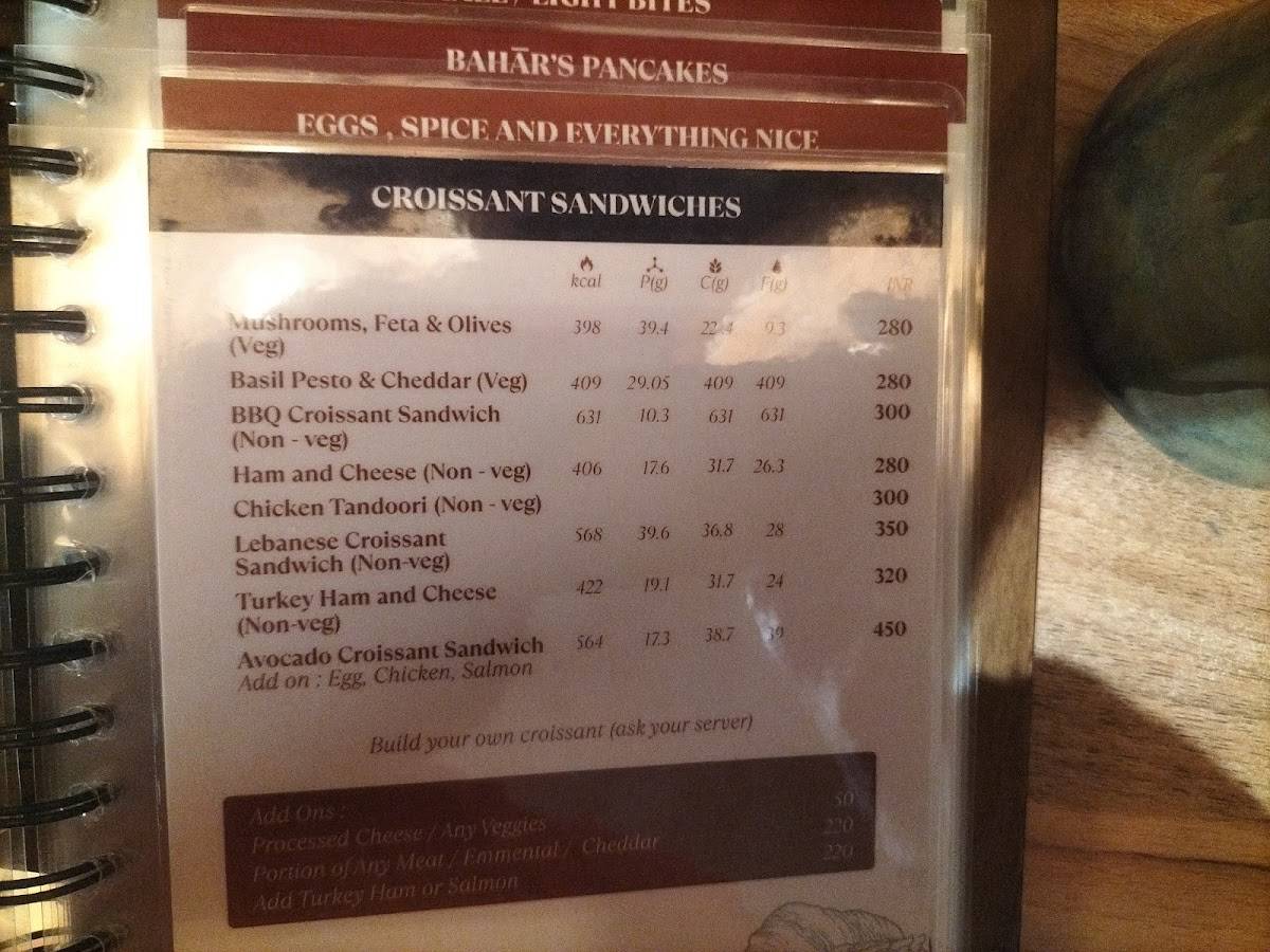 Cafe Bahar Pune menu