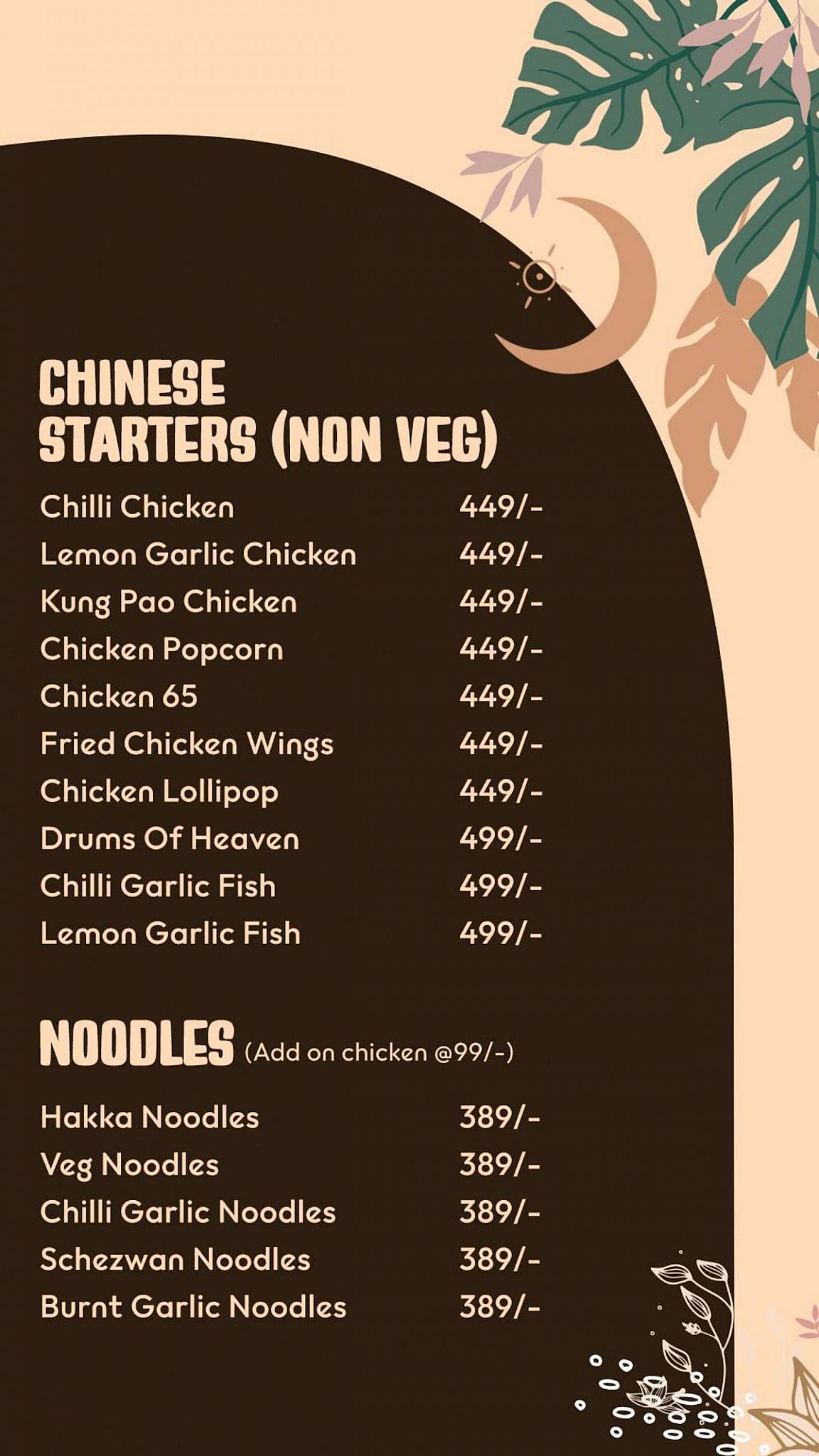Boho menu