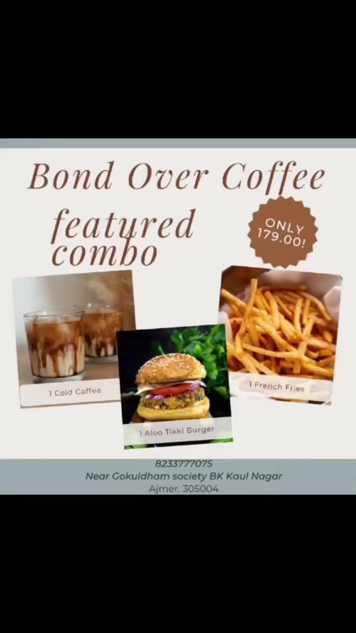 Bond Over Coffee Cafe lounge menu