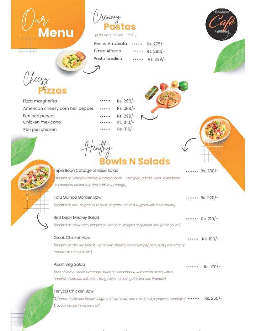 Bonheur Cafe menu