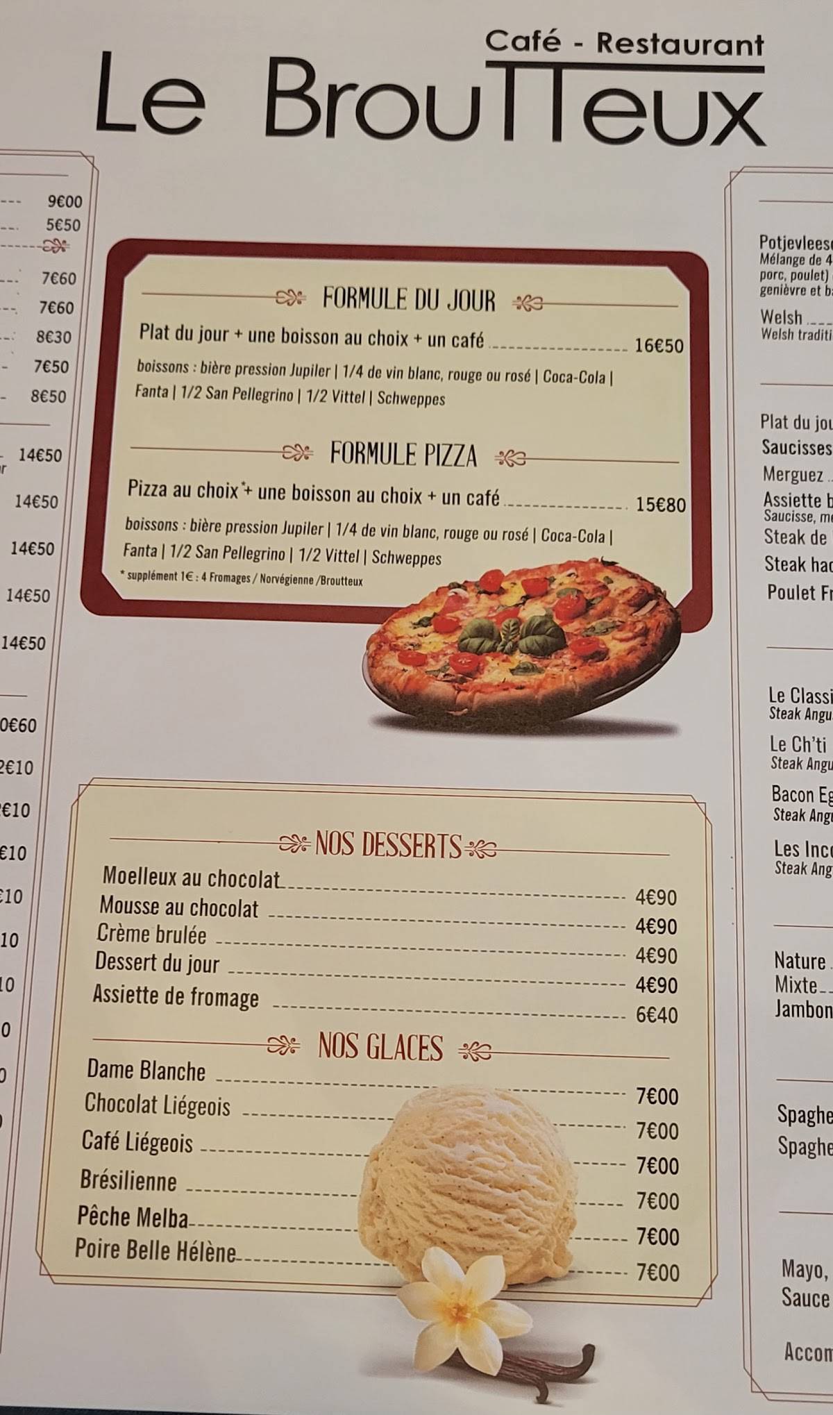 Menu de Le Broutteux