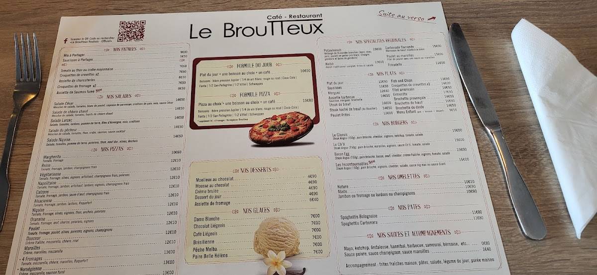 Menu de Le Broutteux