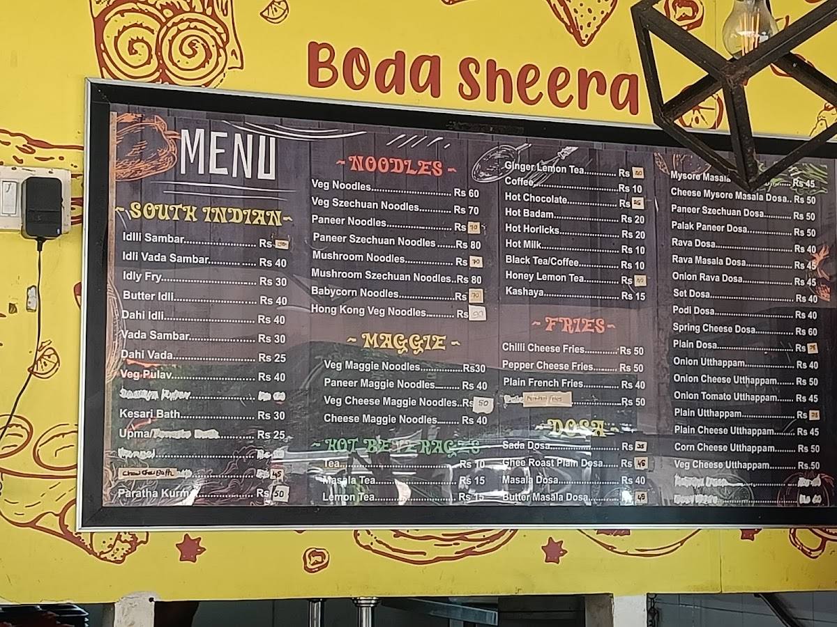 Cafe Boda Sheera Canara Mall menu