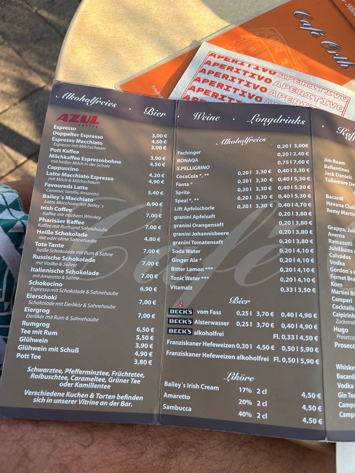 Menu de Café Orth