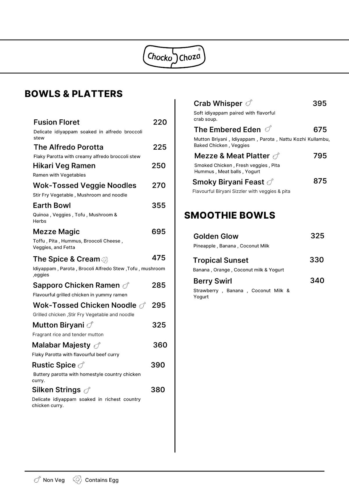 Chocko Choza - Racecourse menu