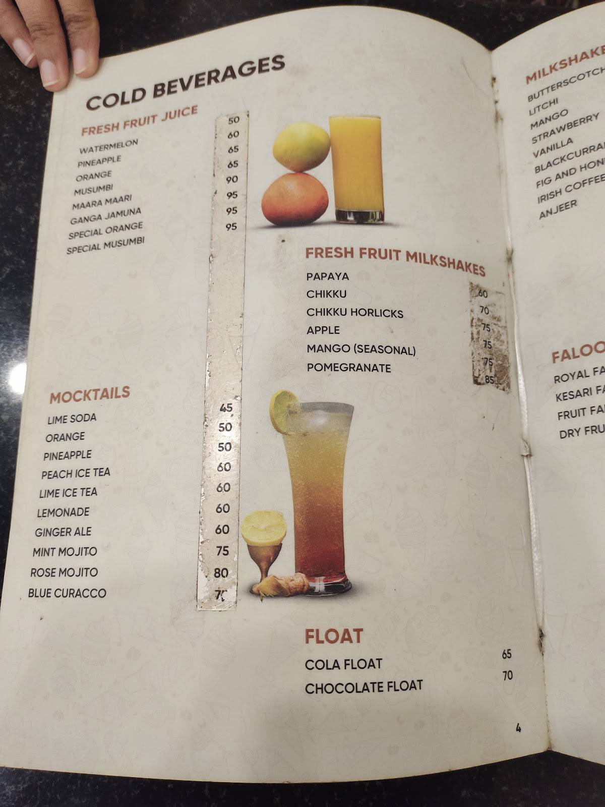 Cream Hub menu