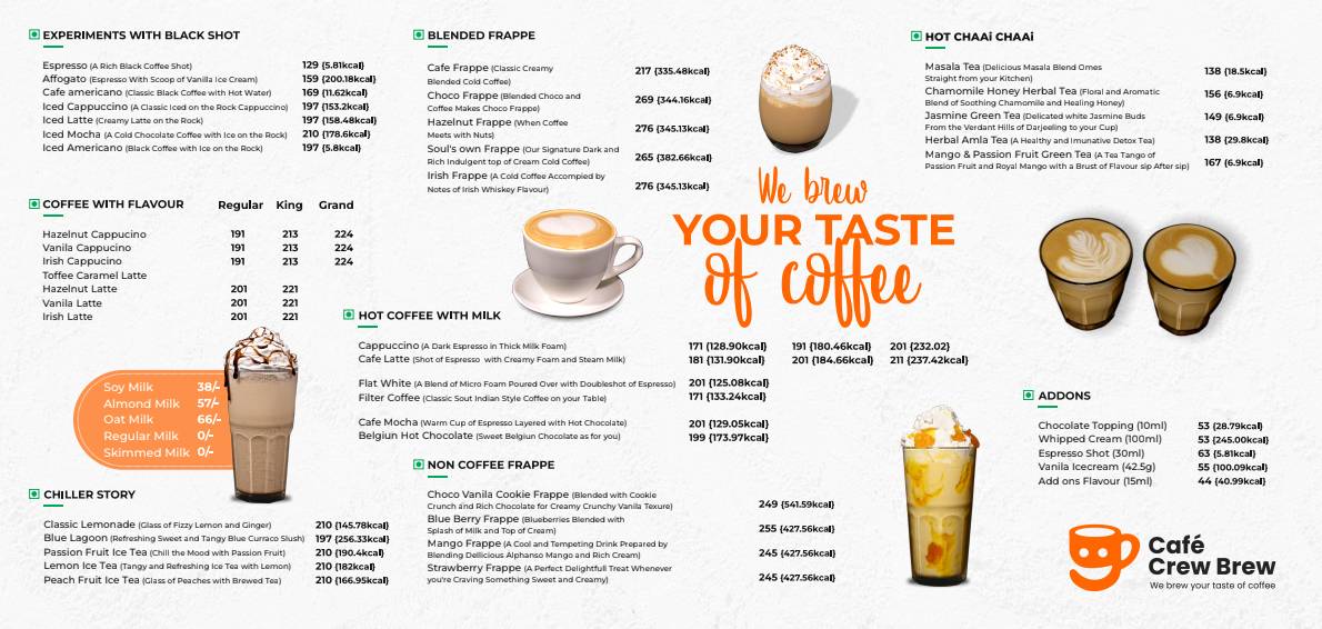 Cafe Crew Brew menu