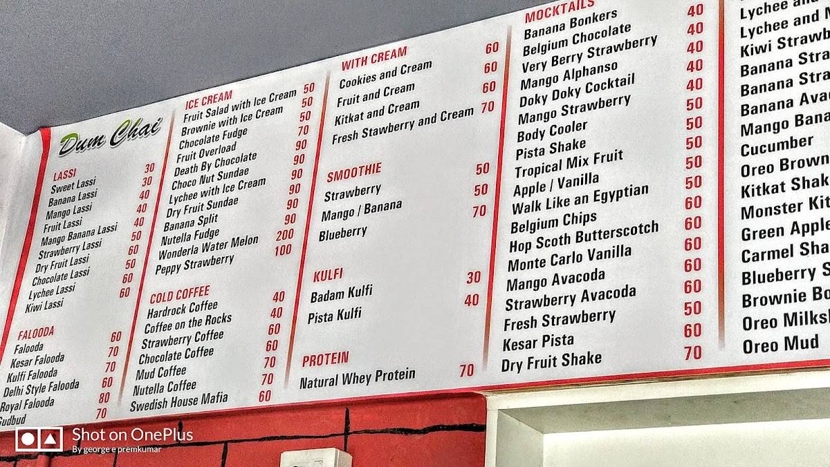 DUM CHAI menu